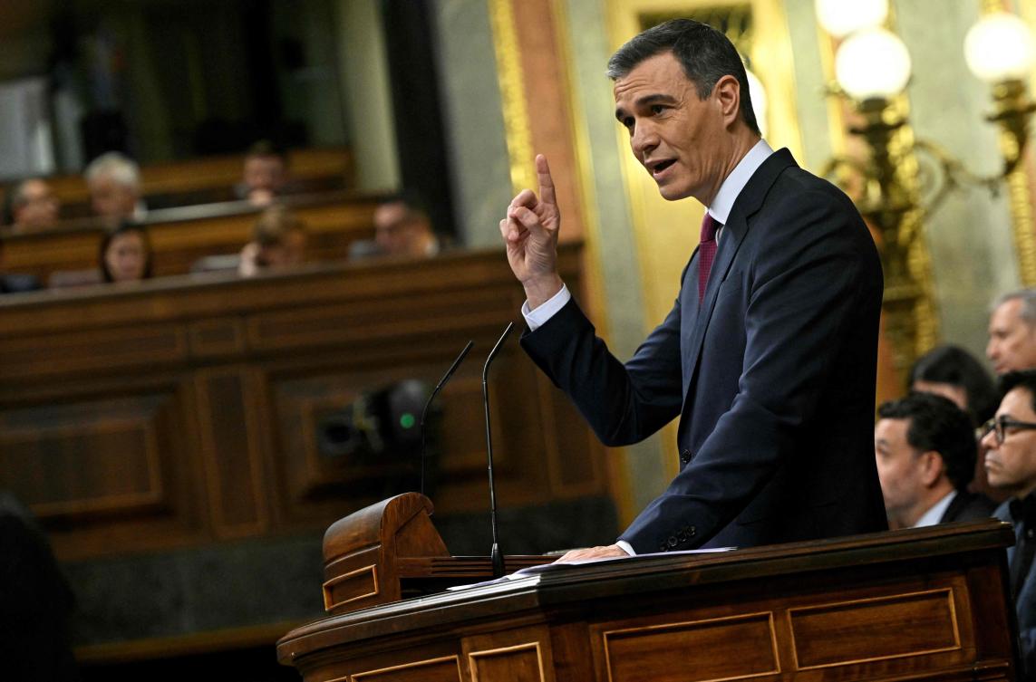 Spanish Prime Minister Pedro Sanchez reiterated he ‘stood with Israel’ in ‘its response to the terrorist attack’ carried out by Hamas in October. (AFP)
