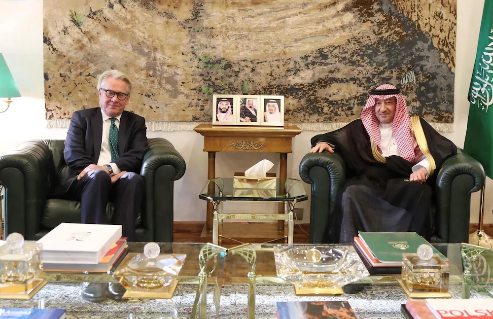 Saudi Vice Minister of Foreign Affairs Waleed bin Abdulkarim El-Khereiji received in Riyadh United Nations Special Coordinator for the Middle East Peace Process Tor Wennesland. (SPA)