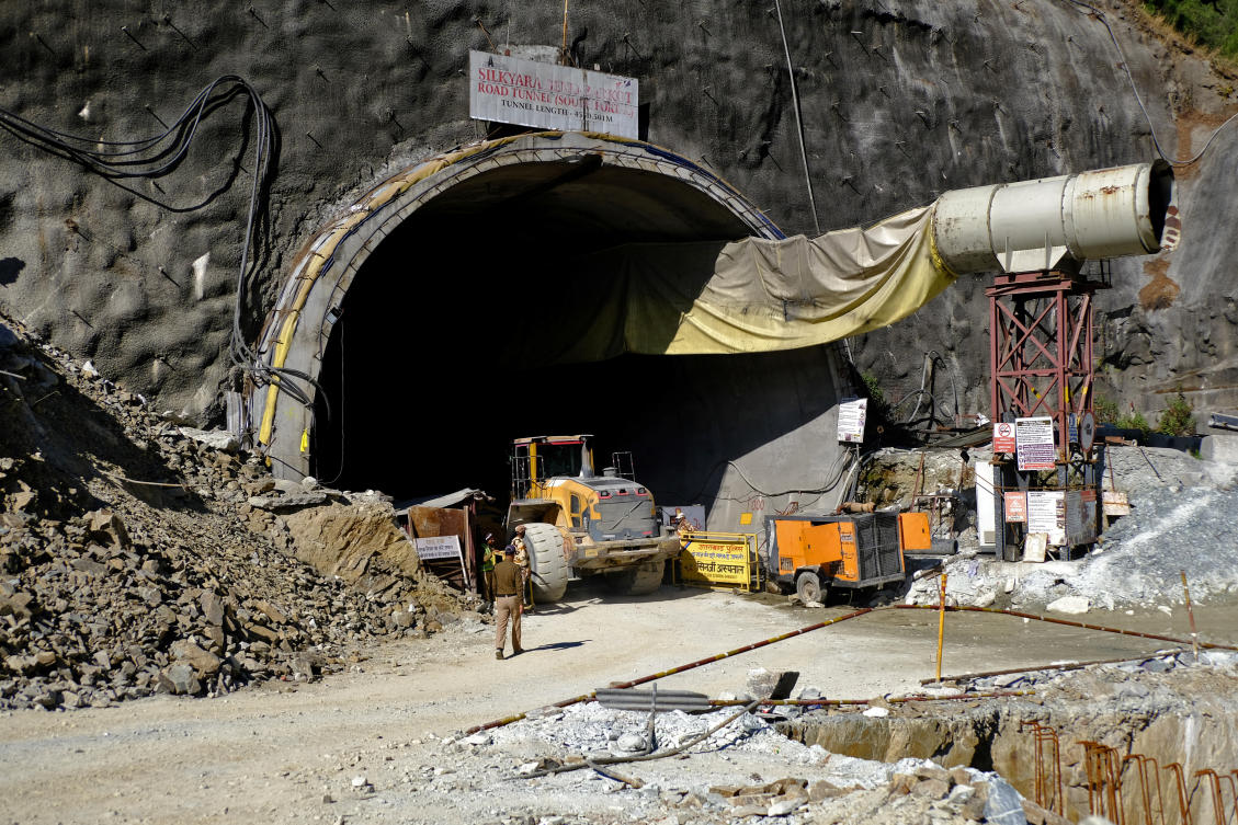 The 4.5-kilometer tunnel was being constructed between the towns of Silkyara and Dandalgaon to connect Uttarkashi and Yamunotri, two of the holiest Hindu shrines. (Reuters)
