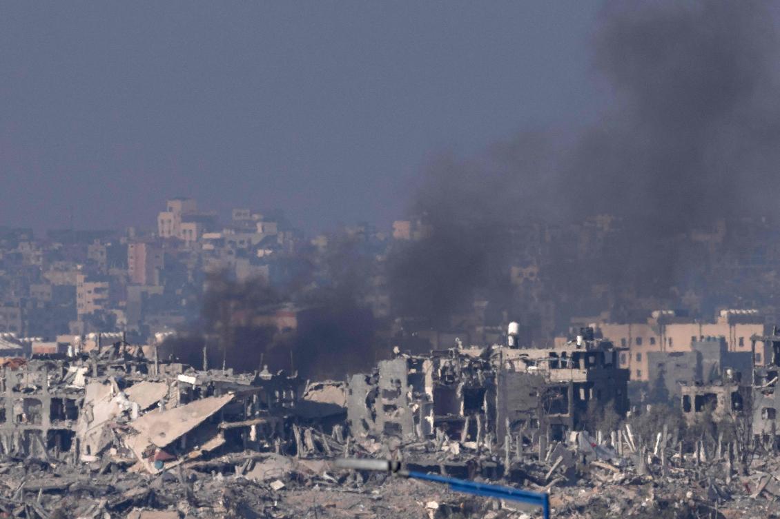 A picture taken from the Israeli side of the border with the Gaza Strip shows smoke billowing during Israeli bombardment on the Palestinian enclave on Nov. 17, 2023. (AFP)