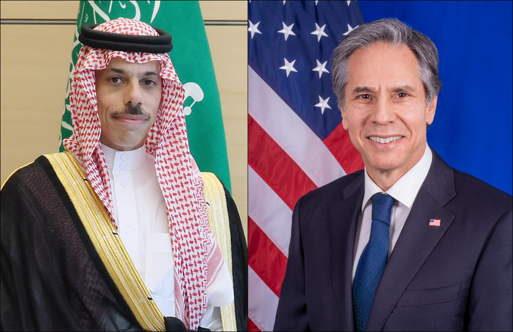 Saudi Foreign Minister Prince Faisal bin Farhan holds a phone call with US Secretary of State Antony Blinken. (File/Wikipedia)