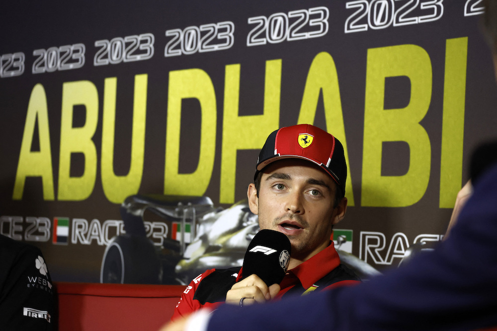Ferrari's Charles Leclerc during the press conference for Formula One Grand Prix Abu Dhabi. (Reuters)