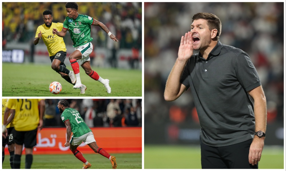 Marcelo Gallardo’s first game as head coach of Al-Ittihad ended in a hard-fought 1-1 draw at Al-Ettifaq, led by Steven Gerrard (pictured, right), on Friday. (X/@Ettifaq)