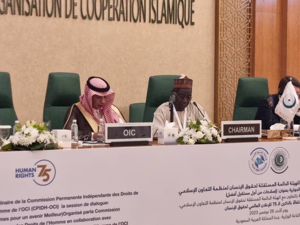 Mohammed Lawal Sulaiman chairperson of IPHRC right, the assistant secretary-general for political affairs at OIC, Yousef Al-Dobeay left. (X)