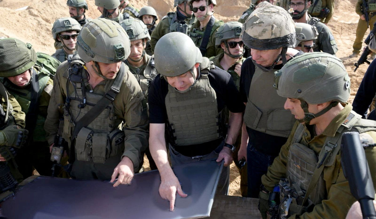 Israeli Prime Minister Benjamin Netanyahu visits Gaza Strip, during a temporary truce between Hamas and Israel, in this handout obtained by Reuters on November 26, 2023. (REUTERS)