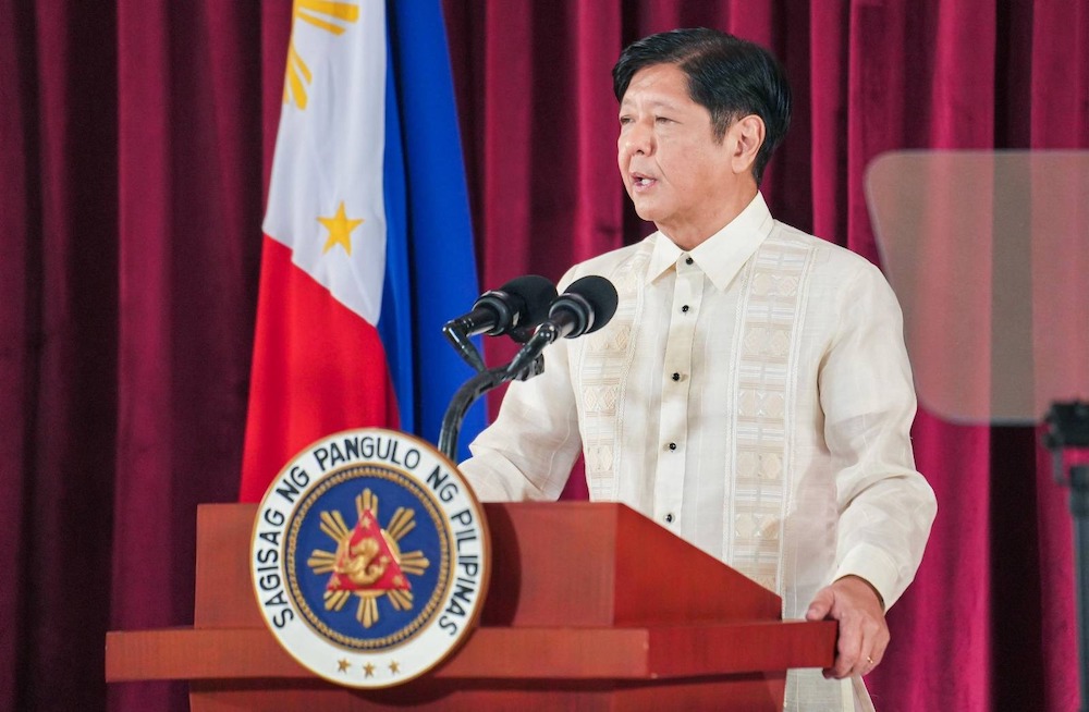 In this file photo, President Ferdinand Marcos Jr. speaks to reporters in Manila on Nov. 14, 2023. (Presidential Communications Office)
