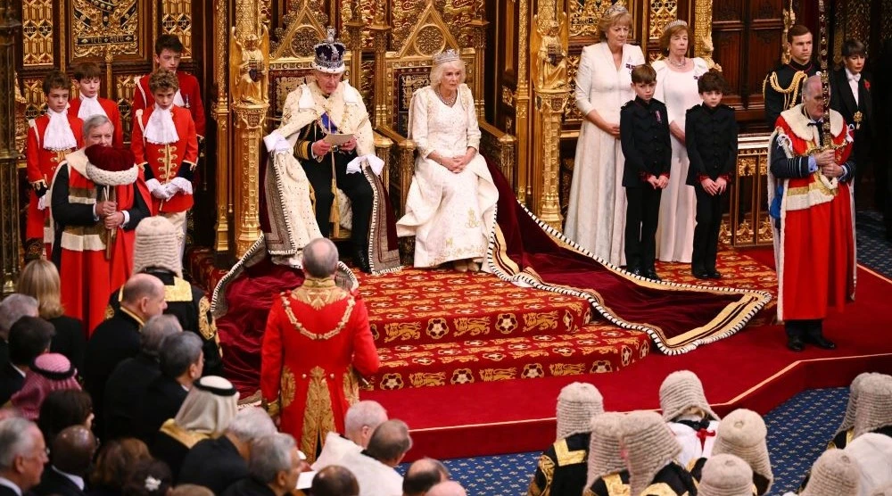 King Charles III and Queen Camilla during the State Opening of Parliament on Nov. 7. (AFP)