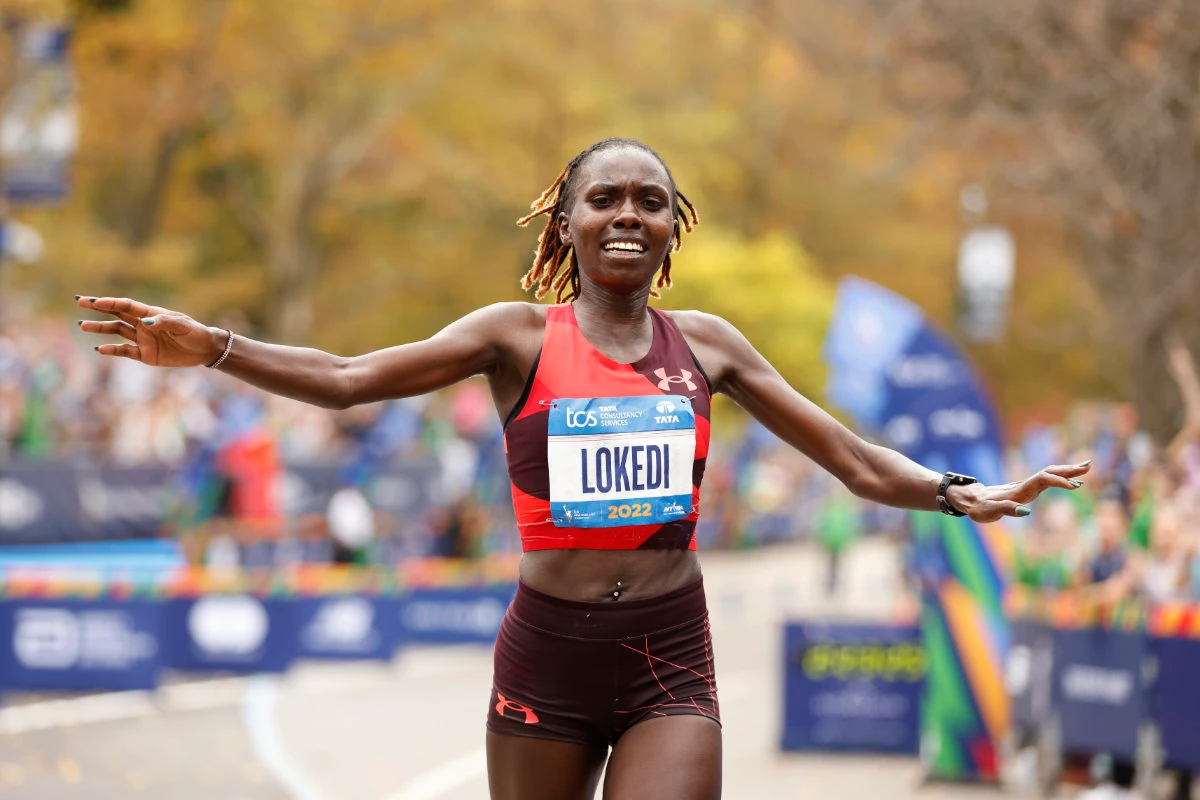 Sharon Lokedi, of Kenya, wins the women's division of the New York City Marathon on Nov. 6, 2022. The New York City Marathon women’s record, which has stood for 20 years, could go down Sunday with one of the strongest fields assembled in the history of the race. (File/AP )