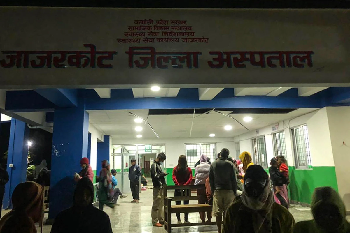 Survivors are seen at a corridor of the Jajarkot district hospital in the aftermath of an earthquake in Jajarkot on November 4, 2023. (Balkumar Sharma / AFP)