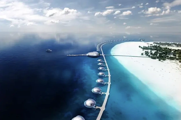 Ariel view of Sheybarah Island. Red sea Global