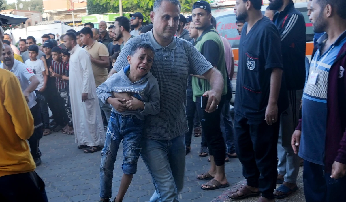 Palestinians wounded in the Israeli bombardment of the Gaza Strip are brought to a treatment room of al Aqsa Hospital on Deir al Balah, Gaza Strip, Friday, Nov. 10, 2023. (AP)