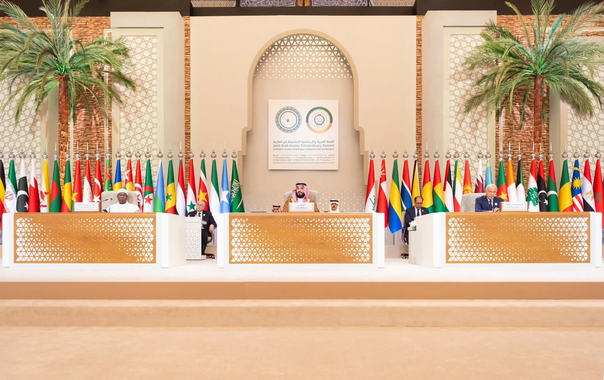 Saudi Crown Prince Mohammed bin Salman reiterated calls for ceasefire in Gaza during the Arab-Islamic Summit in Riyadh. (SPA)
