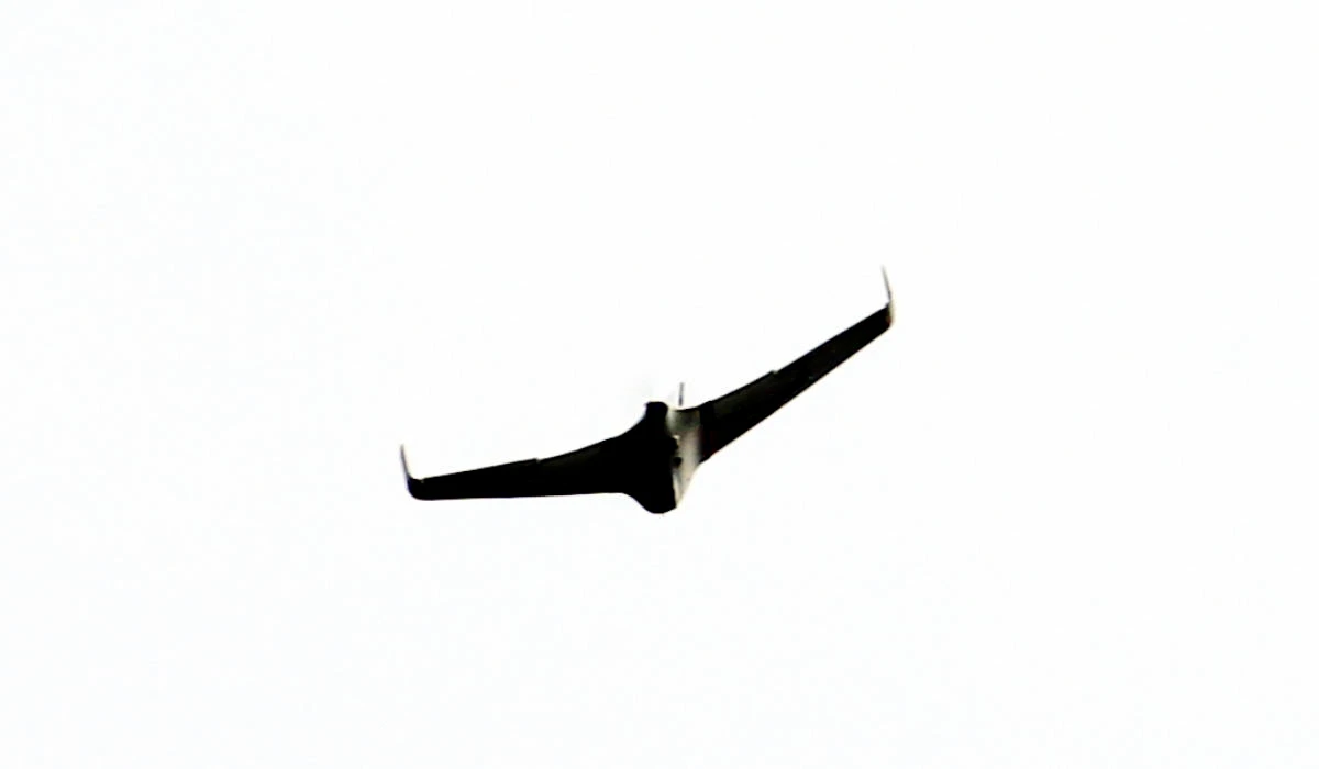 An Iranian-made drone, operated by Hezbollah, flies near Lebanon's southern border with northern Israel on November 11, 2023, amid the ongoing battles between Israel and the Palestinian group Hamas. (AFP)