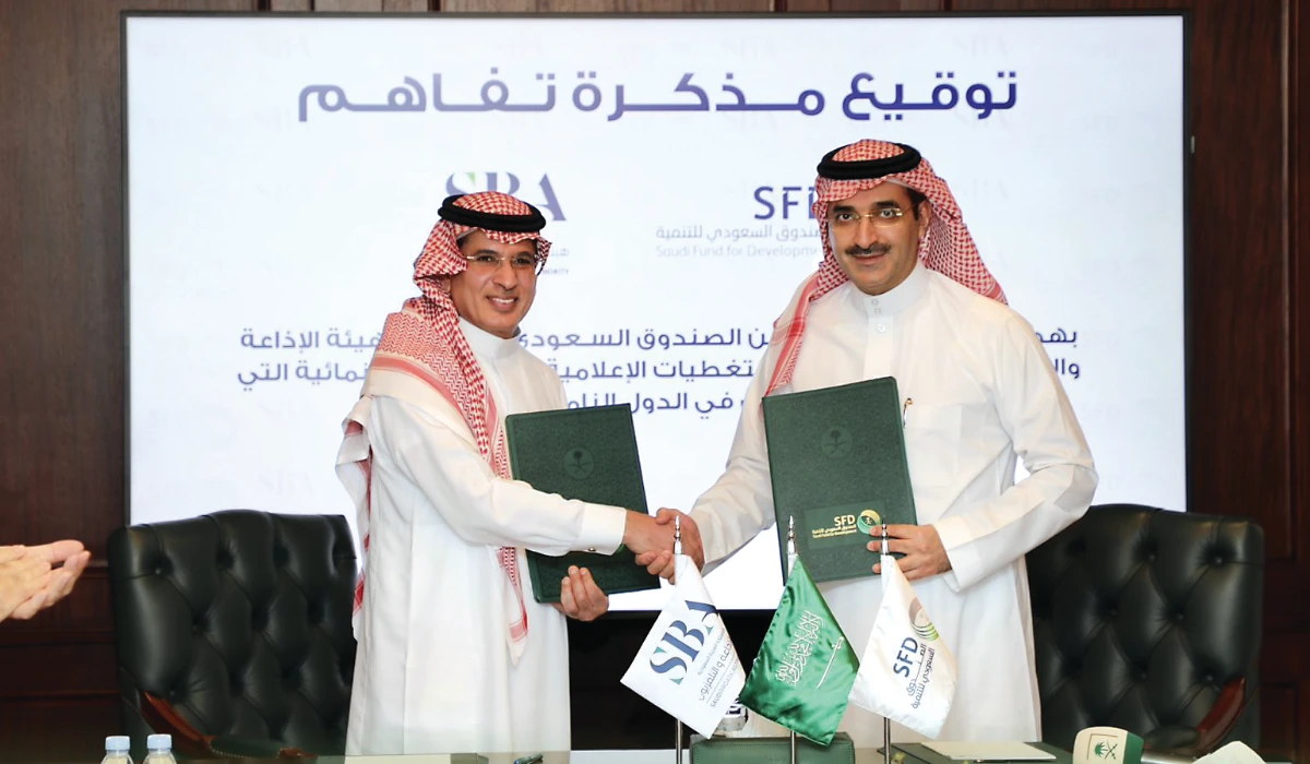 The agreement signed by Mohammed Al-Harthi and Sultan Al-Marshad in Riyadh. (Supplied)
