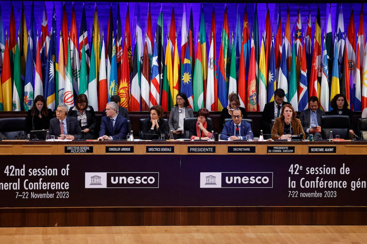 The 42nd session of the UNESCO General Conference in Paris. (File/AFP)