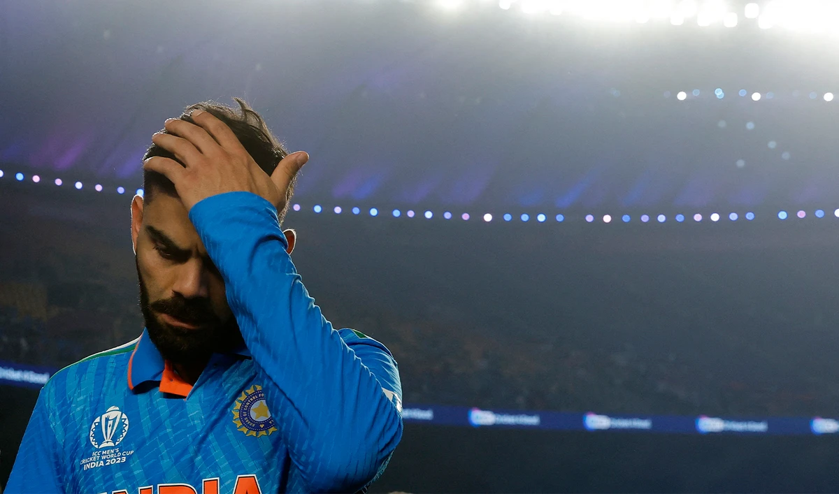 India's Virat Kohli looks dejected after during the presentation ceremony after World Cup Final between India and Australia at Narendra Modi Stadium in Ahmedabad, India on November 19, 2023. (REUTERS)