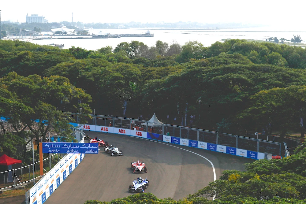 Action from the Jakarta E-Prix in June 2023. (LAT Images)