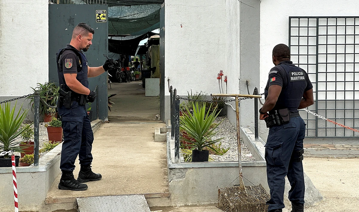 Portuguese maritime police at one of two sites where hundreds of human trafficking victims, mostly migrants from Southeast Asia, were found near Portugal's capital Lisbon, in Samouco, Portugal, June 21, 2023. (REUTERS/File)