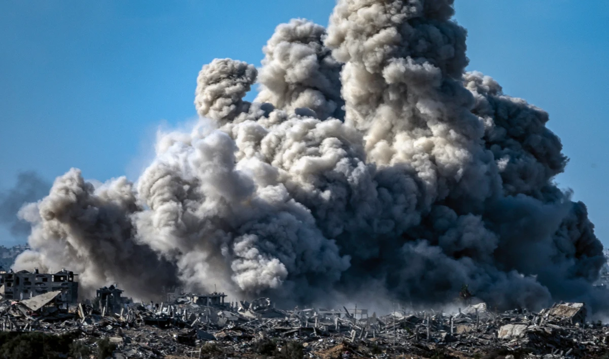 A picture taken from a position near Sderot along the Israeli border with the Gaza Strip shows smoke billowing during an Israeli bombardment on the northern Palestinian territory on November 21, 2023. (AFP)