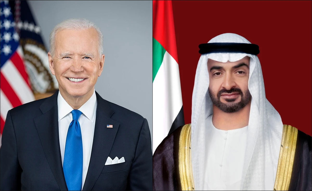 US President Joe Biden holds a phone call with UAE President Sheikh Mohammed bin Zayed. (Wikipedia/UAE embassy in Washington DC)