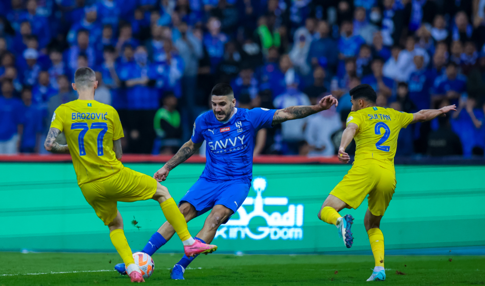 Aleksandar Mitrovic scored two late goals to secure Al-Hilal the victory in the derby. (Al-Hilal)