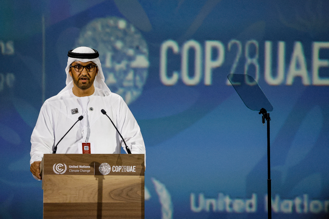 COP28 President Dr. Sultan Al-Jaber said the Oil and Gas Decarbonisation Charter recognized that climate change requires collective action. (FIle/AFP)