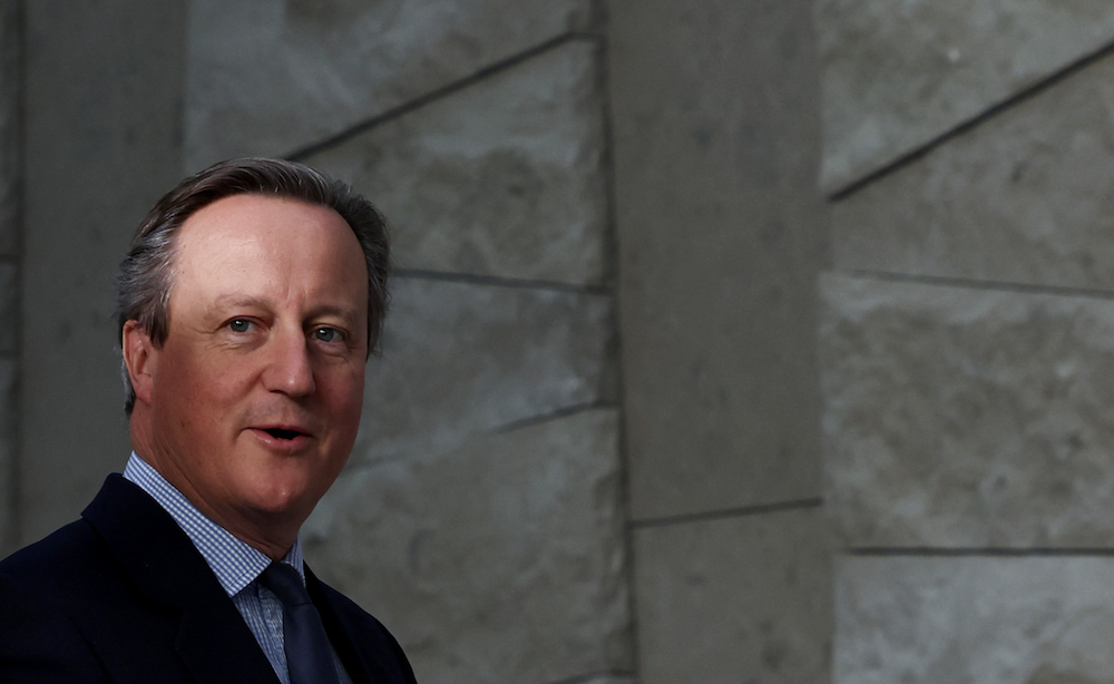 Britain’s Foreign Secretary David Cameron, a former prime minister brought back into government last month, will visit Washington from Wednesday. (Reuters)
