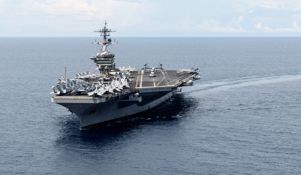 This US Navy photo obtained November 7, 2015 shows Two MV-22 Ospreys, assigned to Marine Medium Tiltrotor Squadron (VMM) 265, as they land on the flight deck of the aircraft carrier USS Theodore Roosevelt (CVN 71)on November 5, 2015 in the South China Sea. (AFP)