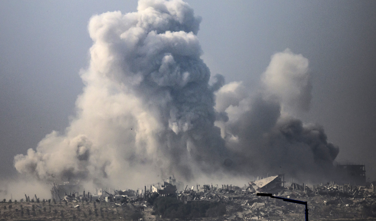 This picture taken from southern Israel near the border with the Gaza Strip shows smoke billowing after an Israeli strike in the Palestinian territory on December 4, 2023. (AFP)