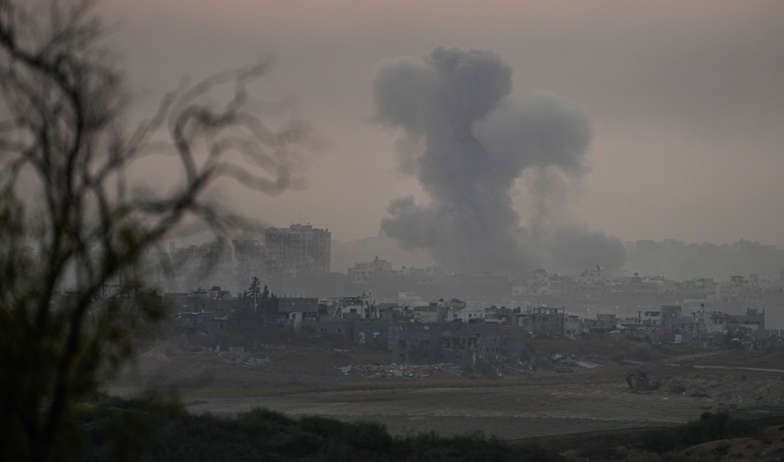 Smoke rises following an Israeli bombardment in the Gaza Strip, as seen from southern Israel on December 4, 2023. (AP)