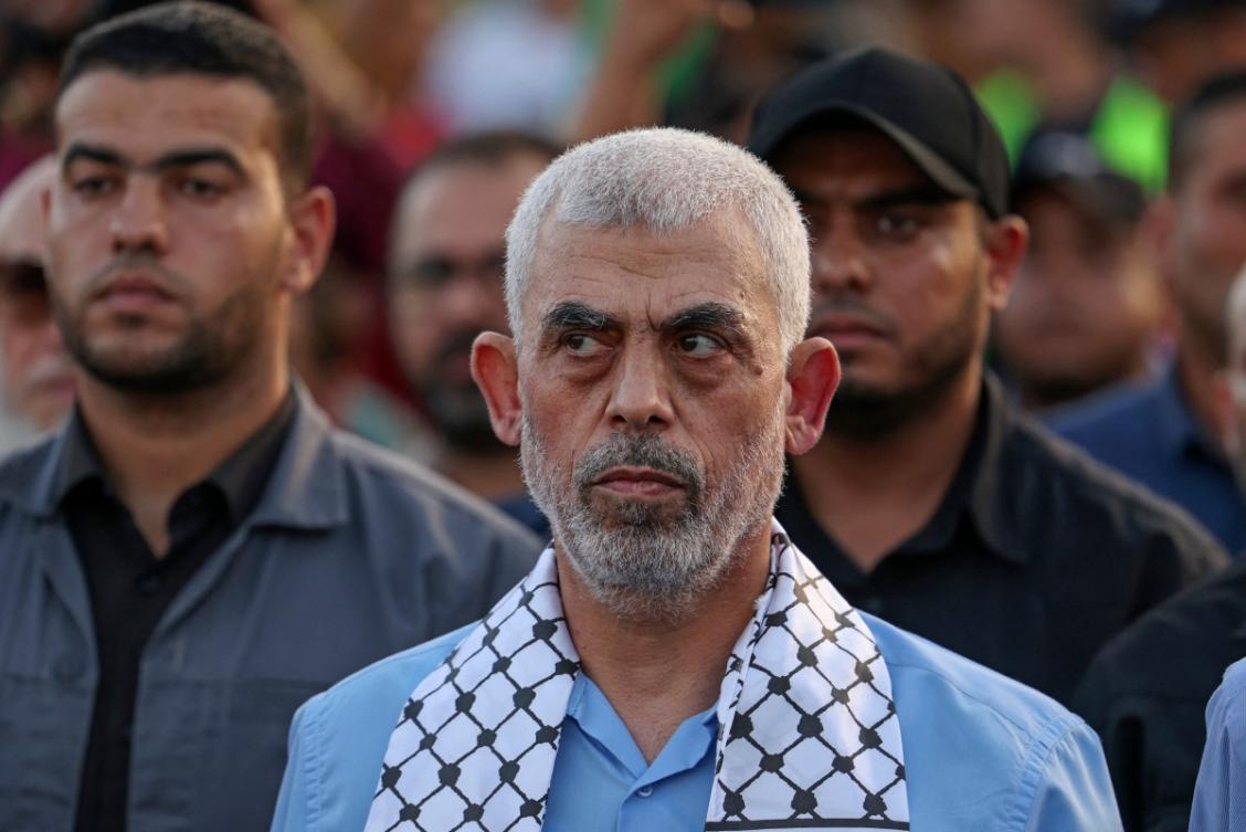 Head of the political wing of the Palestinian Hamas movement in the Gaza Strip Yahya Sinwar attends a rally in support of Jerusalem's al-Aqsa mosque in Gaza City on October 1, 2022. (File/AFP)