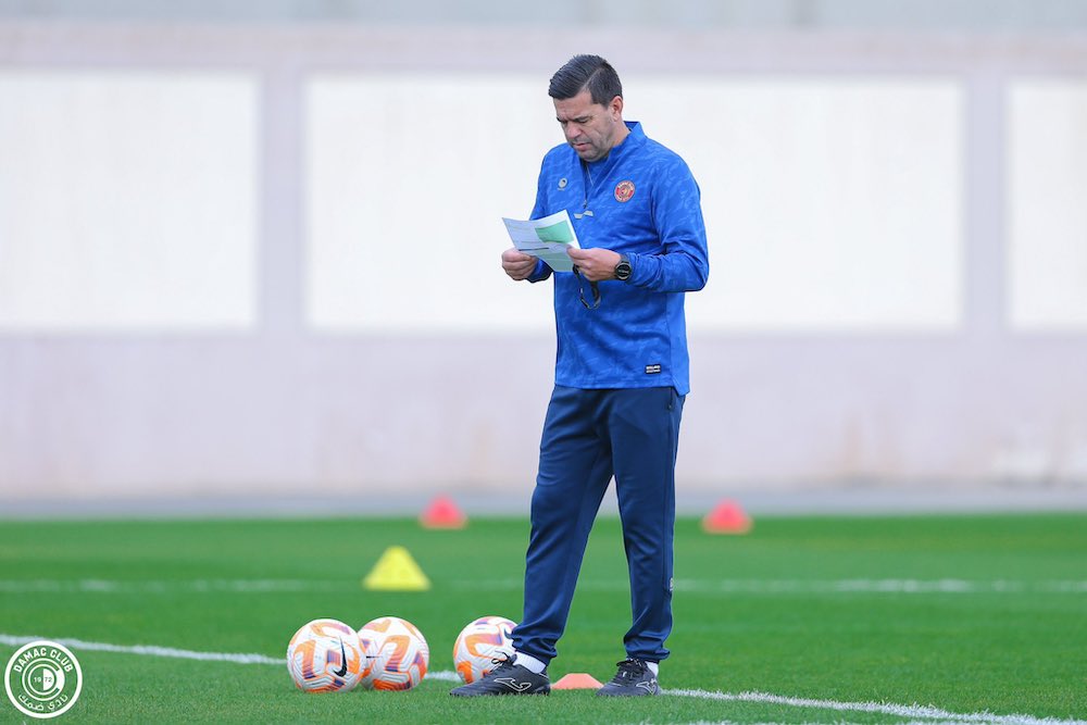 The much-travelled Romanian coach took over at Damac in March and is now preparing to face his old club on Thursday night in Jeddah. (X: @DAMAC_CLUB)