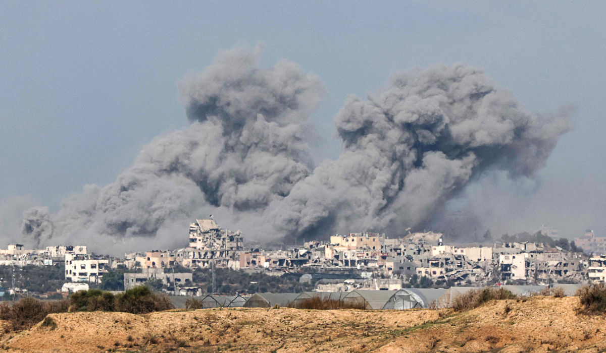 A picture taken from southern Israel near the border with the Gaza Strip on December 6, 2023, shows smoke billowing during Israeli bombardment in Gaza amid continuing battles between Israel and the militant group Hamas. (AFP)