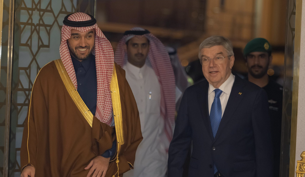 The Olympic chief and Prince Abdulaziz bin Turki bin Faisal bin Abdulaziz held their meeting in Riyadh. (X/@saudiolympic)