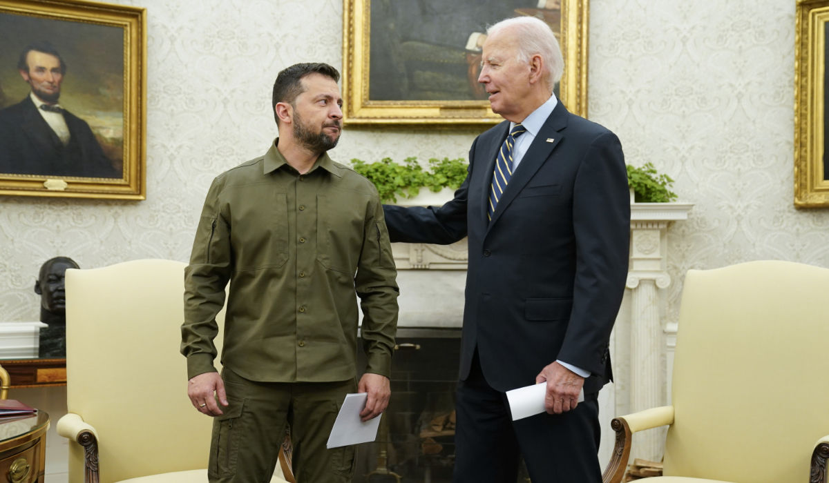 President Joe Biden meets with Ukrainian President Volodymyr Zelenskyy in the Oval Office of the White House, Thursday, Sept. 21, 2023, in Washington. (AP)