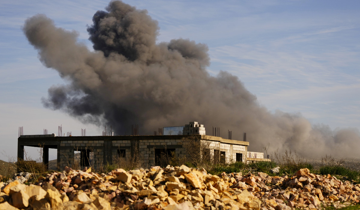 Black smoke rises from an Israeli airstrike on the outskirts of Yaroun, a Lebanese border village with Israel, in south Lebanon, Sunday, Dec. 10, 2023. (AP)