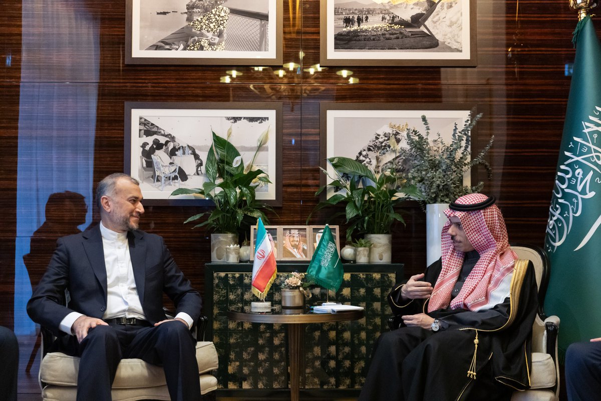 Saudi Arabia’s Foreign Minister Prince Faisal bin Farhan on Wednesday met his Iranian counterpart Hossein Amir-Abdollahian in Geneva. (SPA)