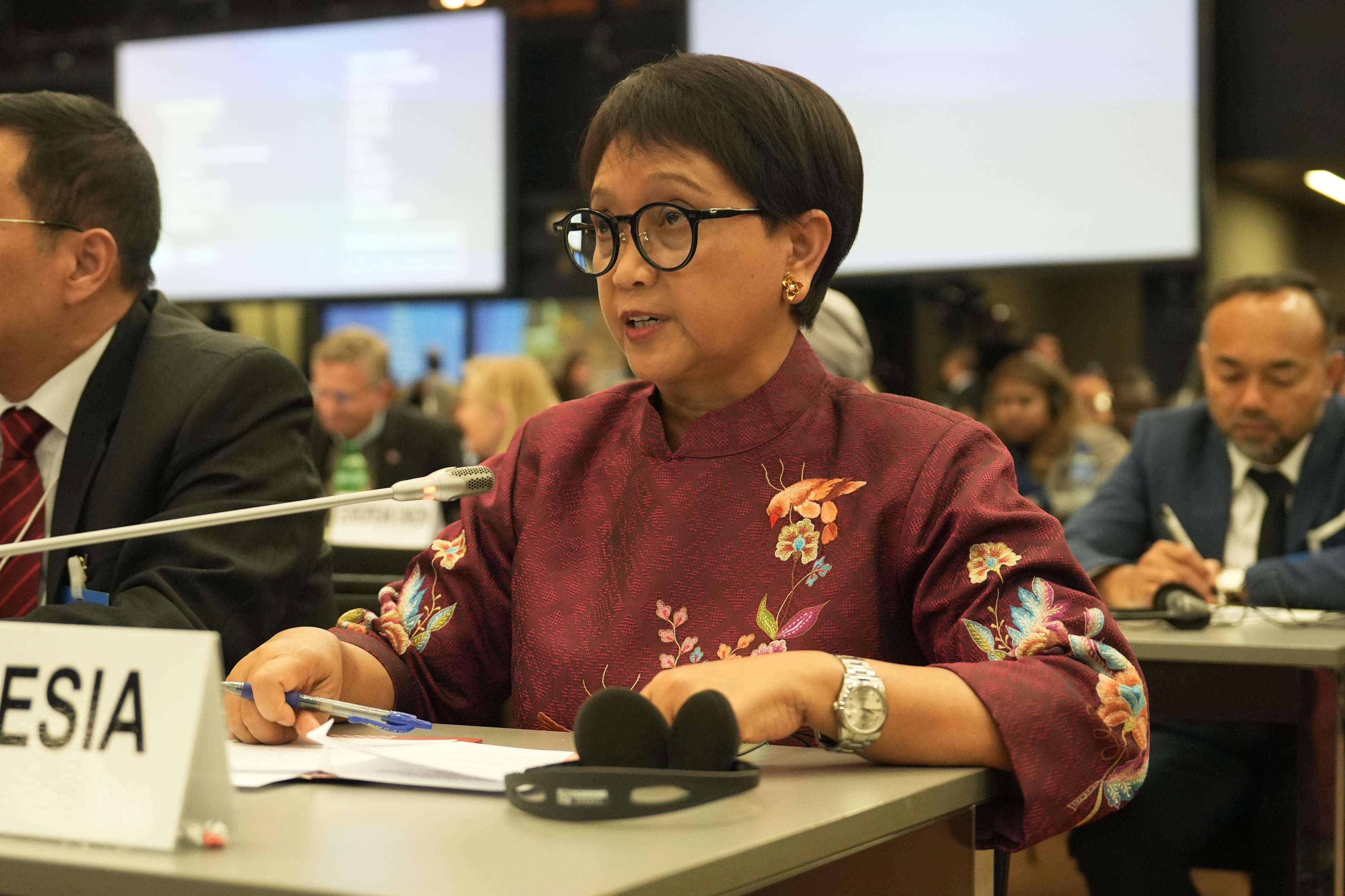 Indonesian Foreign Minister Retno Marsudi earlier pledged to triple Jakarta’s contributions to the UN relief agency for Palestine. (Supplied)