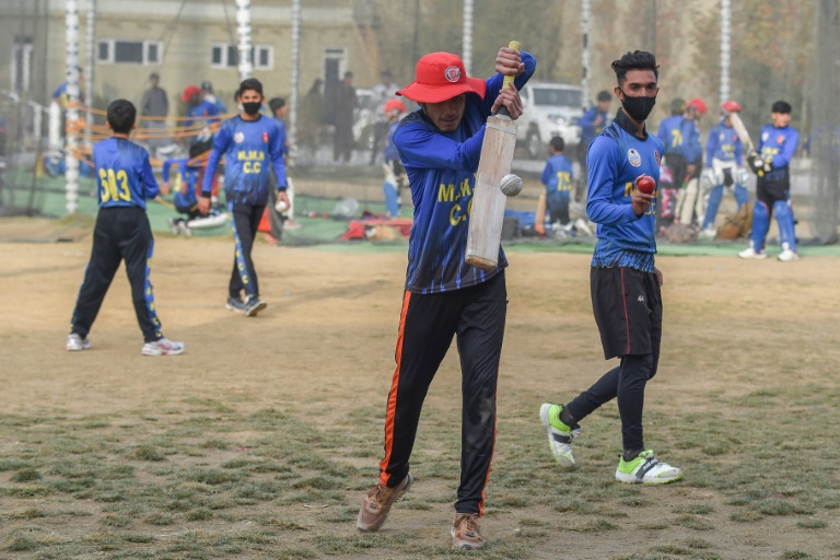 In this picture taken on November 25, 2023, Afghan youth cricketers take part in a training session at Mohammad Mirza Katawazai cricket centre in Kabul. (AFP)