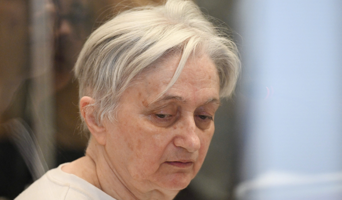 Monique Olivier, ex-wife of serial killer Michel Fourniret, sits in the courtroom during her trial at the assize court in Nanterre, Paris' suburb, on November 28, 2023. (AFP)