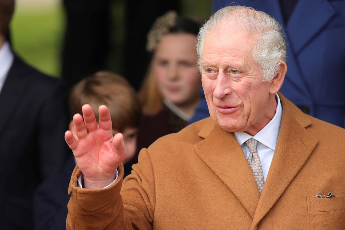 Britain’s King Charles attends the Royal Family’s Christmas Day service at St. Mary Magdalene’s church, as the Royals take residence at the Sandringham estate in eastern England, Britain December 25, 2023. (Reuters)