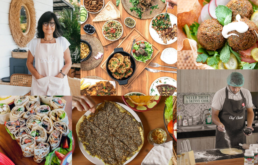 This collage shows Lisa Maalouf and Charbel, chefs at Lebanese restaurants in Bali, and their authentic dishes. (Zali and the Lebanesian Warung)