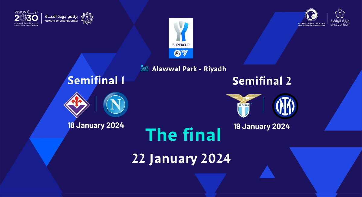 The Italian Super Cup tournament will be held at Al-Awwal Park Stadium in Riyadh in a knockout format. (Supplied)