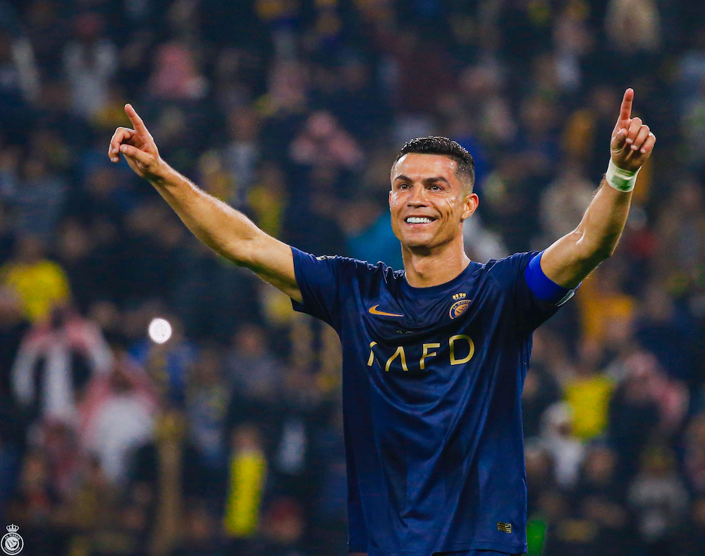 Cristiano Ronaldo got his 20th goal of the season on Saturday as Al-Nassr came from behind to defeat Al-Taawoun 4-1. (X/@AlNassrFC)