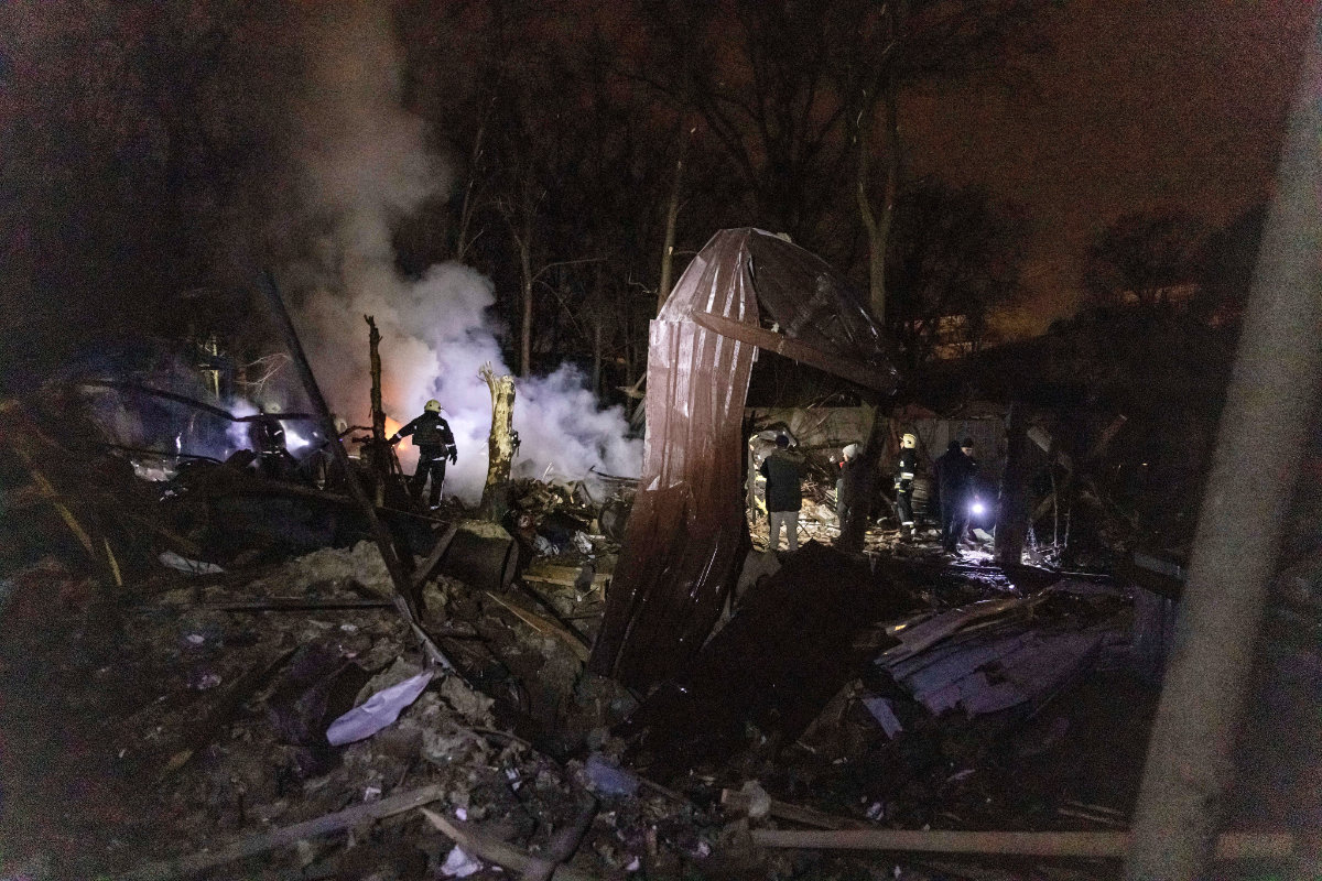 Firefighters work at the site of a Russian missile strike in Kharkiv, Ukraine, on December 30, 2023. (REUTERS)