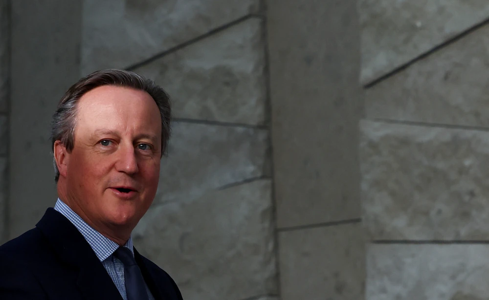 Britain’s Foreign Secretary David Cameron, a former prime minister brought back into government last month, will visit Washington from Wednesday. (Reuters)