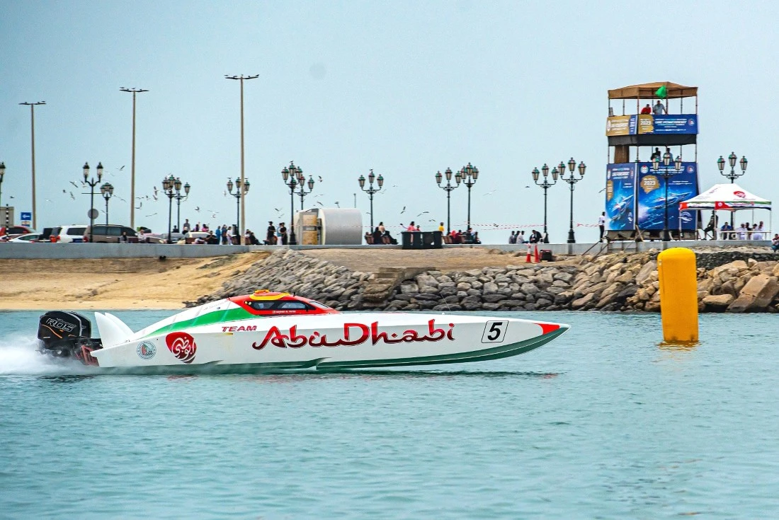 Team Abu Dhabi's Rashed Al-Tayer and Majed Al-Mansoori during a race in the UAE capital. (Team Abu Dhabi)