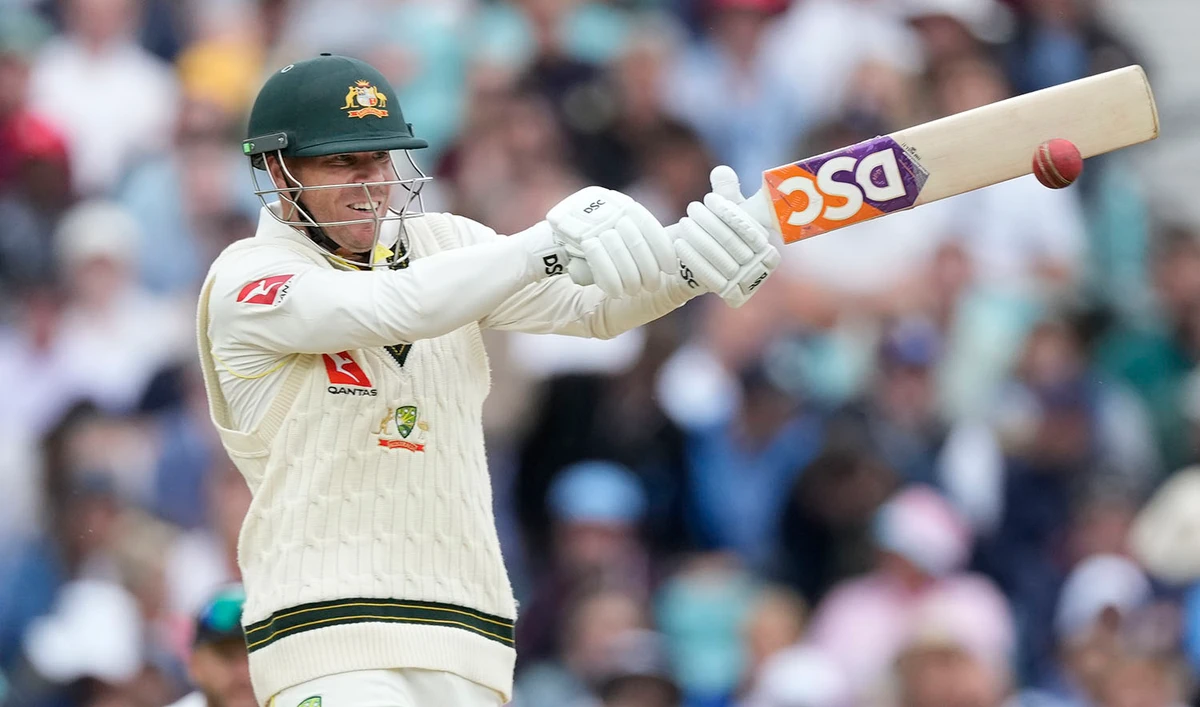 Australia's David Warner plays a shot off the bowling of England's Mark Wood on day four of the fifth Ashes Test match between England and Australia, at The Oval cricket ground in London, on July 30, 2023. (AP/File)