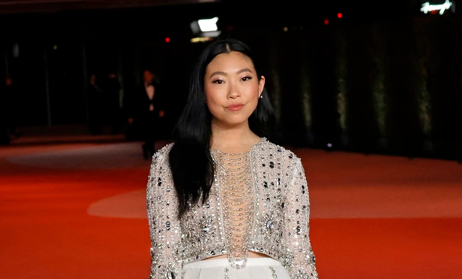 US rapper and actress Awkwafina showed off an elegant look by Lebanese couturier Georges Hobeika. (AFP)