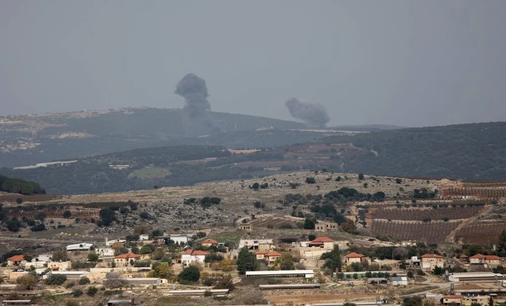 Israeli shelling around the southern Lebanese village of Aita Al-Shaab, as seen from the Israeli side of the border, Dec. 5, 2023. (AFP)